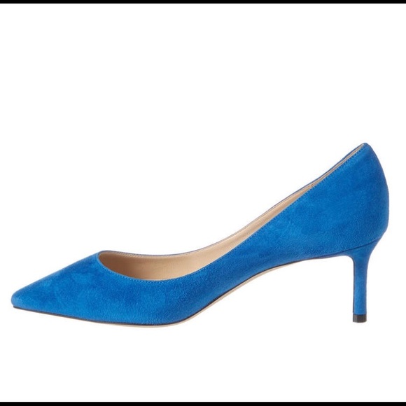 SOLD.   JIMMY CHOO Blue Suede Pumps - Picture 4 of 4